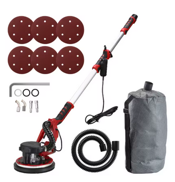 HIGHER 900W Long Pole Wall Sander with Dust Bag & Spare Carbon Brushes – Variable Speed, 220V Electric Drywall Sander