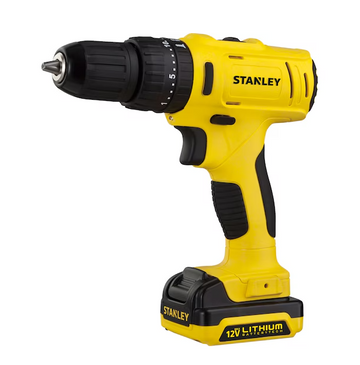 Stanley 12V Cordless Percussion Hammer Drill & Screwdriver (SCH121S2K-B1) – 10mm, 2-Speed, with 2 Batteries & Kit Box