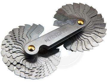 Harden 580412 Thread Pitch Gauge, 52‑Leaf, Metric 60° & Whitworth 55°, Hardened Steel, Pocket Size