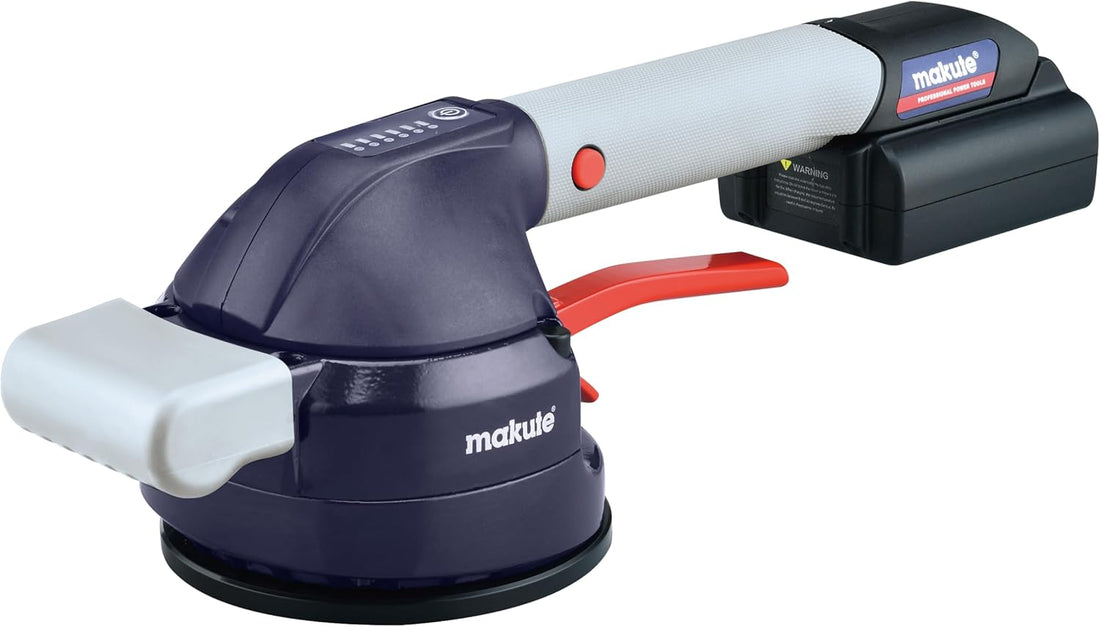 Makute TV1231 Mini Ceramic Vibrator 16.8V – Cordless Tile Vibrator with 6-Speed Adjustment & 2 Batteries, 123mm Suction, 4000–8000bpm