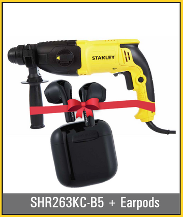Stanley SHR263KC-B5 800W 26mm 3‑Mode SDS‑Plus Rotary Hammer with Chuck + Free Earpods Gift