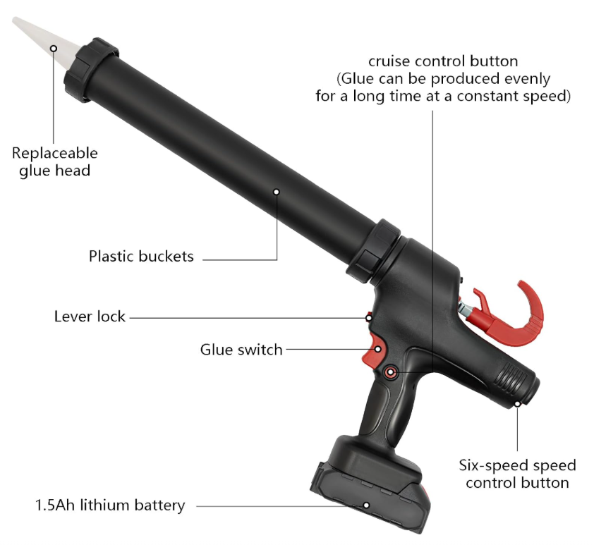 21V Cordless Caulking Gun – Electric Dripless Caulk Gun with Single 2.0AH Battery & Charger for Filling and Sealing