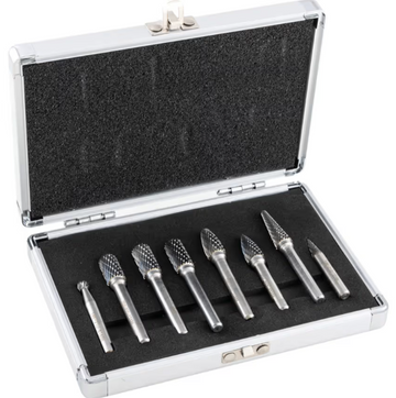 8PCS Tungsten Carbide Rotary Burr Set – Double Cut, 1/4" (6mm) Shank for Metalworking, Woodworking & Grinding