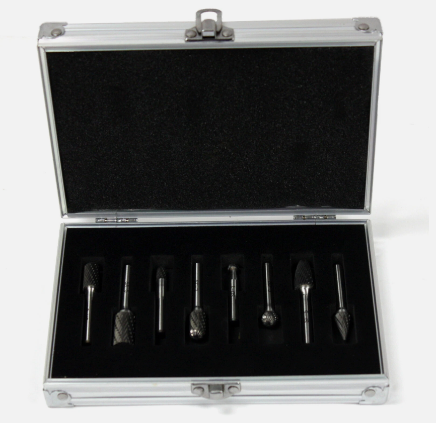 8PCS Tungsten Carbide Rotary Burr Set – Double Cut, 1/4" (6mm) Shank for Metalworking, Woodworking & Grinding