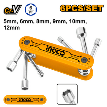 Ingco HFND0601 6pcs Folding Nut Driver Set (5–12mm)