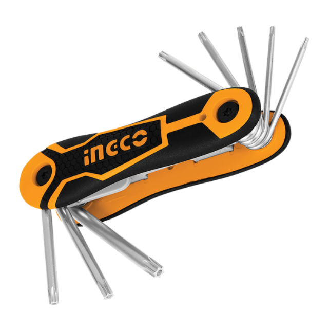 Ingco HHK14083 Pocket Torx Key Set, 8pcs (T9–T40), Cr‑V Foldable