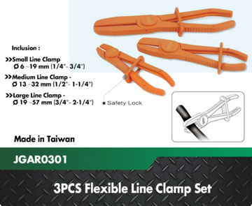 TOPTUL JGAO0301 3PCS Flexible Line Clamp Set – Fuel/Brake/Coolant/Vacuum Hoses