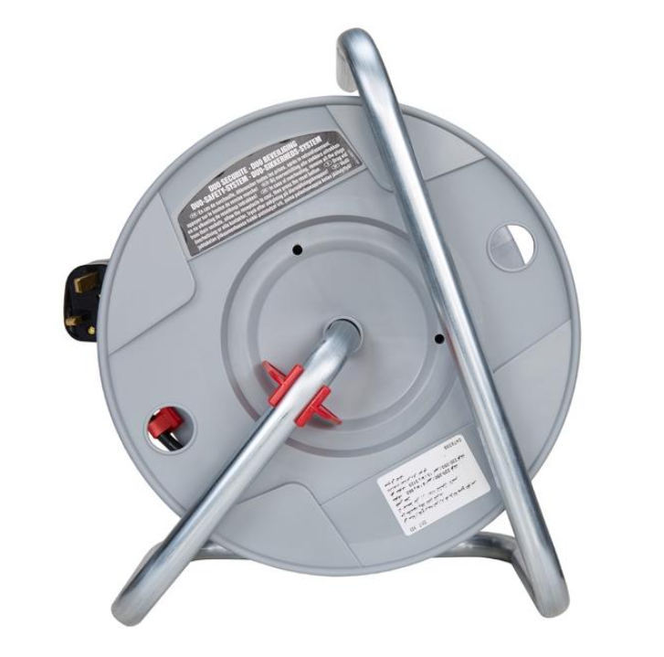 Cable Reel 50m 3-Way Socket, Standard Series, Grey/Black, Overload Protected