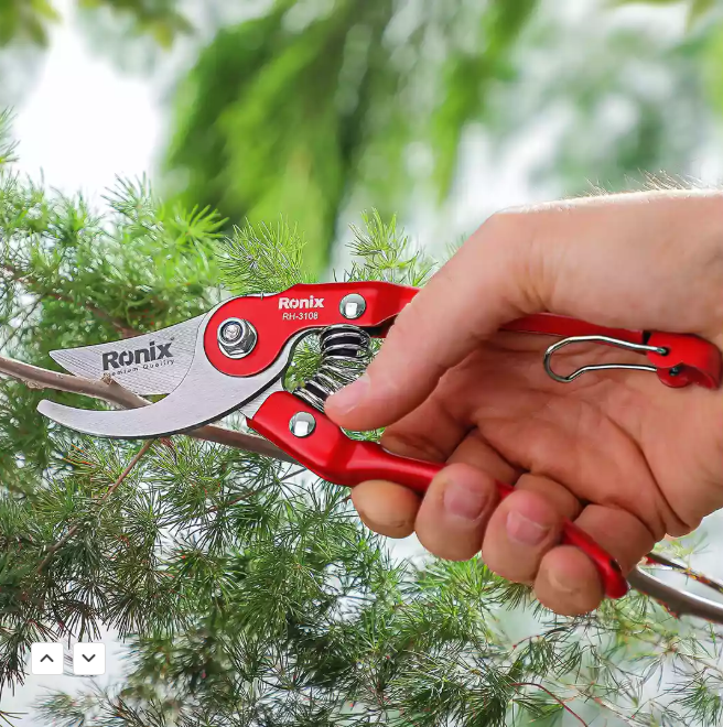 Ronix RH‑3108 Sharp Pruning Shears – Bypass, Stainless‑Steel Blades, Steel Handle