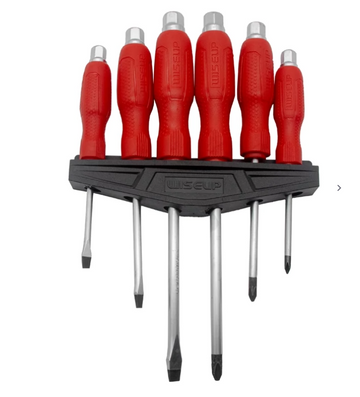 WISEUP 6‑Piece Hammer‑Through Screwdriver Set, CR‑V Steel, Anti‑Slip Grip — ART 090213.