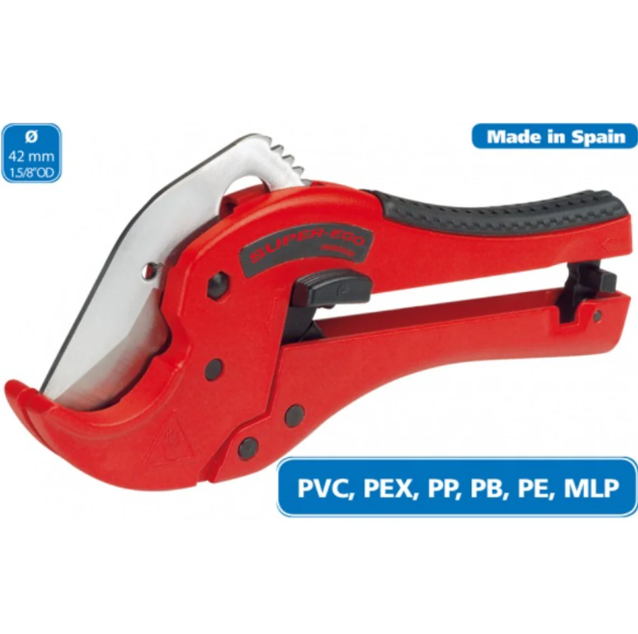SUPER‑EGO Plastic Pipe Cutter 42 mm (Model 5680200) — Clean, Square Cuts for PVC, CPVC, PEX, PE, PP