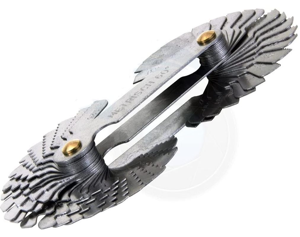 Harden 580412 Thread Pitch Gauge, 52‑Leaf, Metric 60° & Whitworth 55°, Hardened Steel, Pocket Size