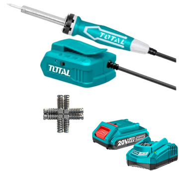 TOTAL TSILI2001 Cordless Soldering Iron + TFBCPK1222 20V Battery & Charger Twin Pack